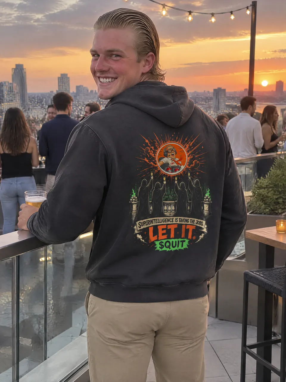 Tanner The Third wearing The Toast Hoodie